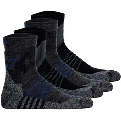 Salomon Unisex Quartersocken, 4er Pack - X ULTRA ACCESS QUARTER, Wandersocken, Merinowolle, atmungsaktiv Schwarz/Grau 39-41