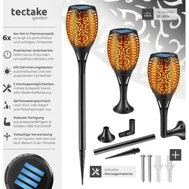 Tectake Solarleuchte Kunststoff 6er Set Dämmerungssensor schwarz