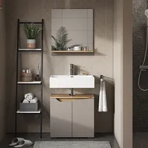 Vicco Badspiegel Marelle Greige 60 x 67 cm mit Regal