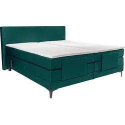 Boxspringbett ALINA "Powell", grün (opalgrün dmo 123), B:192cm L:212cm, Samt DMO (100% Polyester), Komplettbetten, Boxspringbett, inkl. Motor, Matratze und Topper, in unterschiedlichen Ausführungen