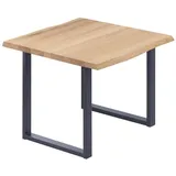 LAMO Manufaktur Baumkantentisch Loft Esstisch Massivholz inkl. Metallgestell (1 Tisch), Baumkante massiv grau 60 cm x 76 cm x 60 cm