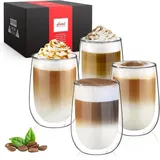 LuxusKollektion Latte-Macchiato-Glas Doppelwandige Latte Macchiato Gläser 4er Set Borosilikatglas 350ml