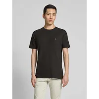 Fynch Hatton T-Shirt mit Logo-Stitching, Black L
