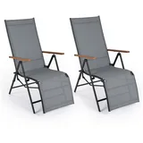 COSTWAY Gartenliege, 2 St., wetterfeste Relaxliege, Liegestuhl, Sonnenliege klappbar