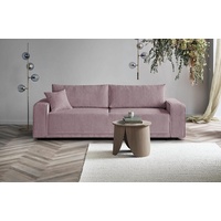 Beautysofa Schlafsofa PRIMO, modernes Design Sofa, Wellenfedern, Schlaffunktion, Bettkasten, breite Armlehnen rosa