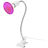 BlingBin Pflanzenlampe LED 20W Pflanzenlicht für Zimmerpflanzen mit E27 LED Lampenfassung, Fördert das Pflanzenwachstum, LED wechselbar, Blau, Rot, Wachstumslampe mit Clip, Vollspektrum Pflanzenleuchte, Grow Light weiß