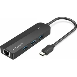 Vention TGPBB USB-C Hub 3xUSB 3.0 RJ45 Gigabit PD Schwarz ABS