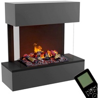 GLOW FIRE Elektrokamin Hölderlin Sims Wasserdampf Kamin, Wandkamin, Elektrischer Kamin, Wasserdampfkamin mit 3D Feuer und Knisterfunktion grau