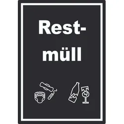 Restmüll Mülltrennung Aufkleber Text Symbol Haushalt A0 (841x1189mm)