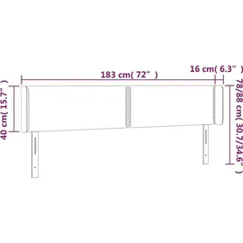 vidaXL LED Kopfteil Dunkelbraun 183x16x78/88 cm Stoff