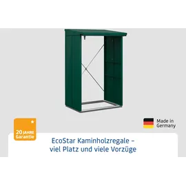 Hörmann Kaminholzregal Elegant-V Metall 123 x 103 x 198 cm moosgrün