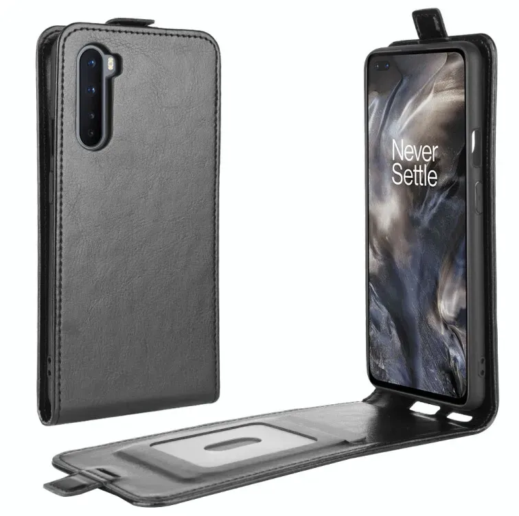 Flip Case Handyhülle für OnePlus Nord Vertikal Schutzhülle Tasche Cover Schwarz Bumper Smartphone Kartensteckplatz-Kreditkarte-Geldscheine EC-Karte Bank-Karte