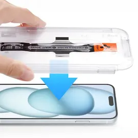 SPIGEN Glas.tR EzFit Privacy-Temperaturglas für iPhone 15/16 Adapter 2 Pack Transparency / 15