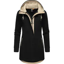Ragwear Damen, warme Teddyjacke lang Fleecemantel mit Kapuze Letti Teddy-Fleece YOUMODO Black Gr. 5XL (50), schwarz, Plüsch, Material: 100% Polyester, figurumspielend ca.