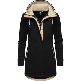 Ragwear Damen, warme Teddyjacke lang Fleecemantel mit Kapuze Letti Teddy-Fleece YOUMODO Black Gr. 5XL (50), schwarz, Plüsch, Material: 100% Polyester, figurumspielend ca.