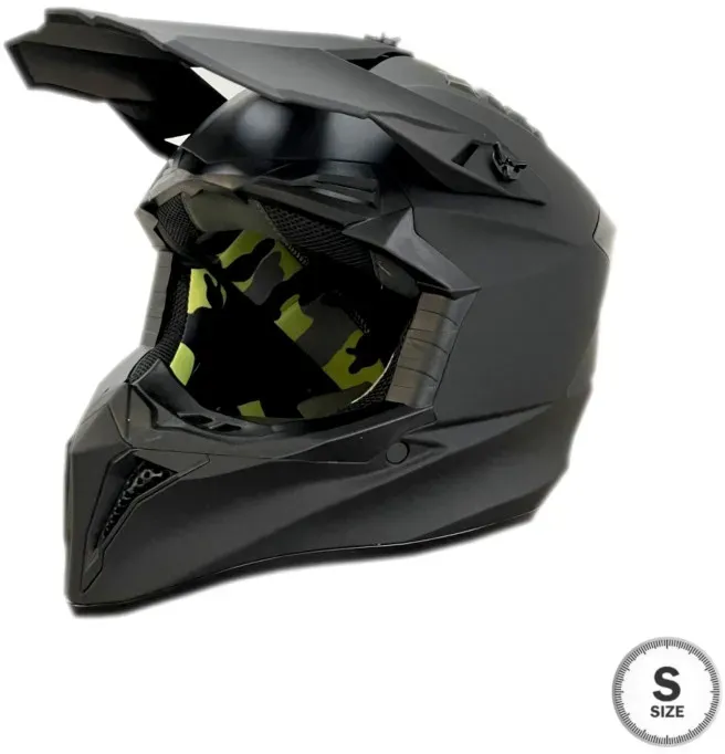 Kinderhelm für Motorrad, ATV, Fahrrad – Enduro, Cross – Größe S (49–50 cm), Schwarz matt