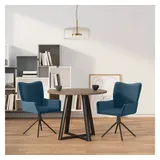 furnicato Esszimmerstuhl Drehbarer Blau 55x56x85,5 cm mit Samt und Metallgestell (2 St), Ergonomische Sitzgelegenheit mit 360 Grad Funktion und Massivholz blau