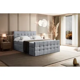 altdecor Boxspringbett mit Matratze und Lattenrost - BERO -Z KING - 160x200 cm - Grau Monolith - Topper, Fußteil, Polsterbett mit Bettkasten, Bett... - Hellgrau