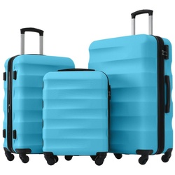 Ulife Trolleyset Kofferset Reisekoffer ABS-Material, TSA Zollschloss, 360° -Räder, 4 Rollen, (3 tlg) blau