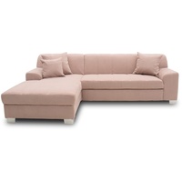 DOMO. Collection Capri Ecksofa | Eckcouch in L-Form mit Schlaffunktion, Polsterecke Schlafsofa, rosa, 239x152x75 cm