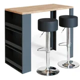 Vicco Bartisch-Set 117 x 57 cm mit 2 Barhockern