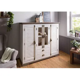 Massivmoebel24 Highboard Mango 160x45x142 weiß lackiert TOULOUSE #115