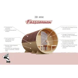 Karibu Fasssauna 9 kW Bio-Kombiofen + int. Steuerung