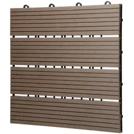 ECD Germany WPC Terrassenfliesen Dunkelbraun 30 x 30 cm 11 St.