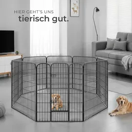 Tectake Welpenauslauf 8-teilig faltbar Grau 154 x 154 x 100 cm