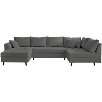 Best Mobilier Rune, Ecksofa, Grau, 7 Sitz(e), Rune, Samt, Holz - Grau