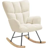 Tectake Schaukelstuhl Torve Bouclé 70 x 97 x 96 cm Beige gepolstert