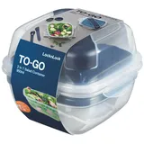 Lock & Lock LocknLock Salatbox to go 950ml, Lunchbox auslaufsicher mit Toppingtray, Saucenbecher & Besteck, Salatschüssel to go für Salat, Dip und Toppings, Spülmaschinen-, und Mikrowellengeeignete Bento Box