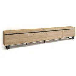 SKRAUT HOME Wohnzimmer-TV-Schrank, Viel Stauraum, 320x35x57cm, Großformat-TV, Industriedesign, Moderner Stil, Eiche - 505_2