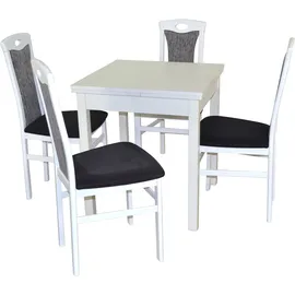 Hofmann Living And More Essgruppe 5tlg. Tischgruppe, (Spar-Set, 5-tlg., 5tlg. Tischgruppe), Stühle montiert schwarz|weiß