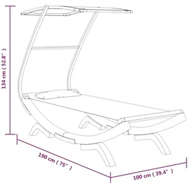 vidaXL Loungebett mit Dach anthrazit/holz