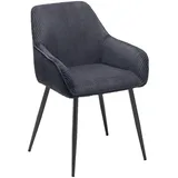 Livetastic Armlehnstuhl Cord, Schwarz, Metall, Textil, Rundrohr, 56x83x62 cm, inklusive Armlehnen, Esszimmer, Stühle, Esszimmerstühle, Armlehnenstühle