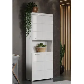trendteam Amanda Hochschrank 73 x 190 x 31 cm Weiß Hochglanz MDF