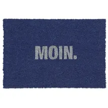 Relaxdays Fußmatte Kokos Moin, Weiß,Blau