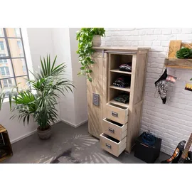 Massivmoebel24 Kleiderschrank Mango 100 x 175 x 45 cm Beige/Weiß