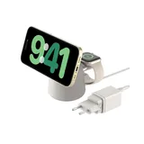 Belkin BoostCharge Pro Kabellose 2-in-1-Ladestation mit Qi2, 15W, MagSafe-Kompatibles Ladegerät für iPhone 17, Air, Pixelsnap, Apple Watch, AirPods, andere Qi2-Geräte, inklusive Netzteil – Sandfarben
