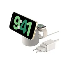 Belkin BoostCharge Pro Kabellose 2-in-1-Ladestation mit Qi2, 15W, MagSafe-Kompatibles Ladegerät für iPhone 17, Air, Pixelsnap, Apple Watch, AirPods, andere Qi2-Geräte, inklusive Netzteil – Sandfarben