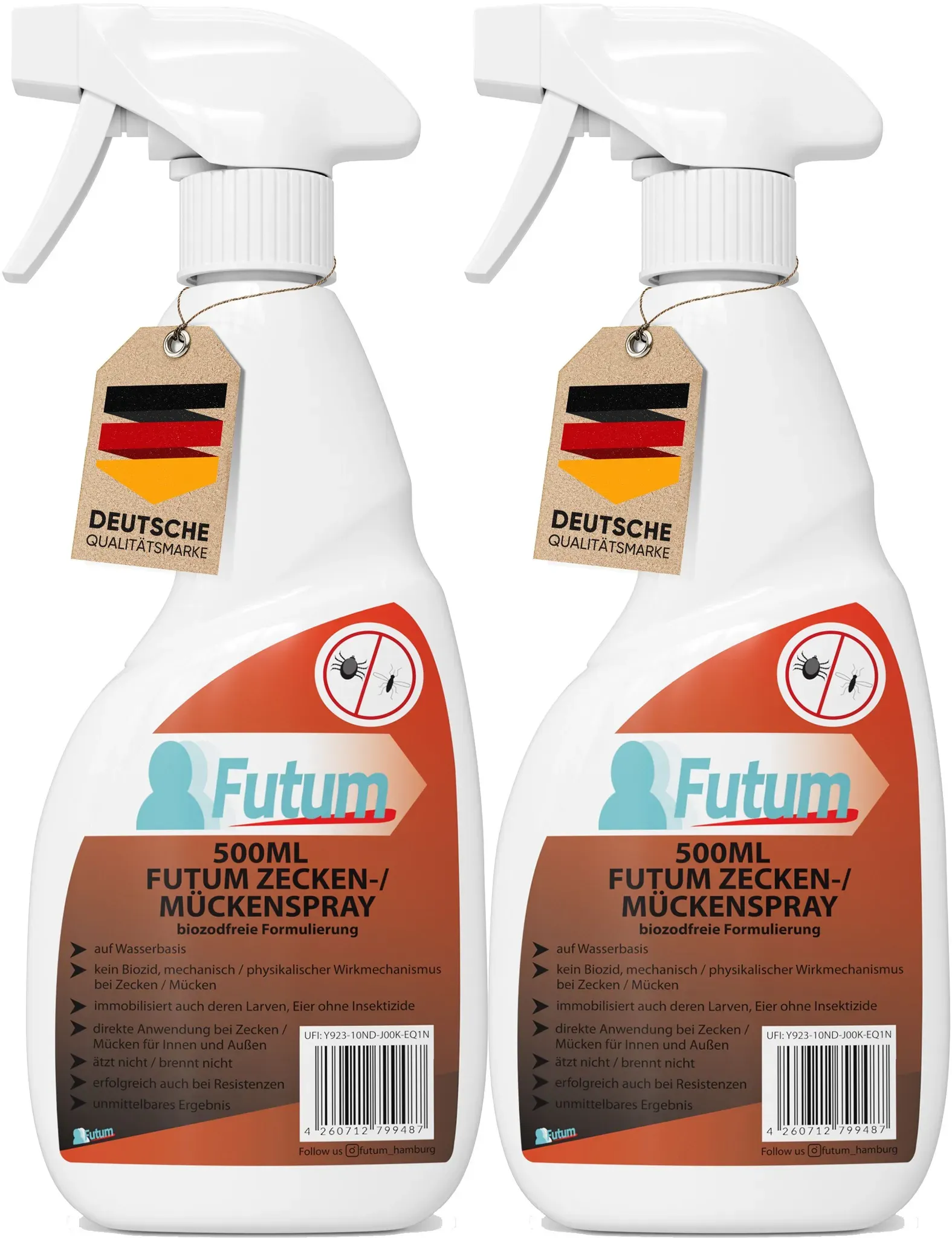 Futum 2x500ml Zecken- / Mückenspray Spray 1 l