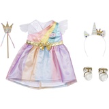Zapf Creation BABY born Fantasy Deluxe Prinzessin, buntes Prinzessin-Kostüm in Regenbogenfarben für 43 cm Puppen, inkl. Schuhe, Haarreif und Zepter, 832028 Zapf Creation