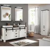 furn.design Badmöbel komplett Set Bad mit Doppelwaschtisch + Waschbecken + Beleuchtung Stove,