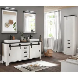 furn.design Badmöbel komplett Set Bad mit Doppelwaschtisch + Waschbecken + Beleuchtung Stove,