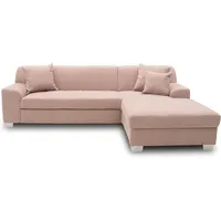 DOMO. collection Ecksofa Capri, Sofa in L-Form, Longchair rechts mit Schlaffunktion, Couch, Polsterecke, Eckcouch, Schlafsofa 239 x 152 x 75 cm (BxTxH), rosa
