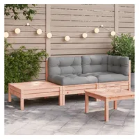 vidaXL Gartensofa mit Kissen und Fußhocker Massivholz Douglasie