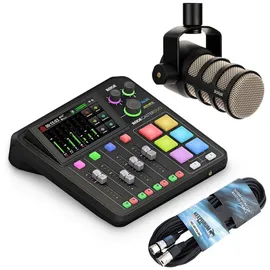 RØDE Microphones RØDE Rodecaster Duo Station mit Podmic und Kabel (Studio- und Livemixer), Mischpult, Schwarz