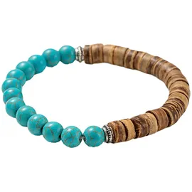 FIRETTI Armband FIRETTI "Schmuck Geschenk Armschmuck Armkette Edelstein Perlen", blau (türkis, braun, türkis, braun), Armbänder, Damen, 19,5cm, Materialmix, Armband, Made in Germany - mit Türkis-Imitat, Kokosnuss