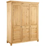 Home Affaire Kleiderschrank »Rauna, mit Lamellen und Kassetten, klassischer Landhausstil, rustikal«, (2 Breiten: 113/159 cm H/T ca. 195/60 cm), massive Kiefer, Metallgriffe, mehrere Varianten, zeitloses Design
